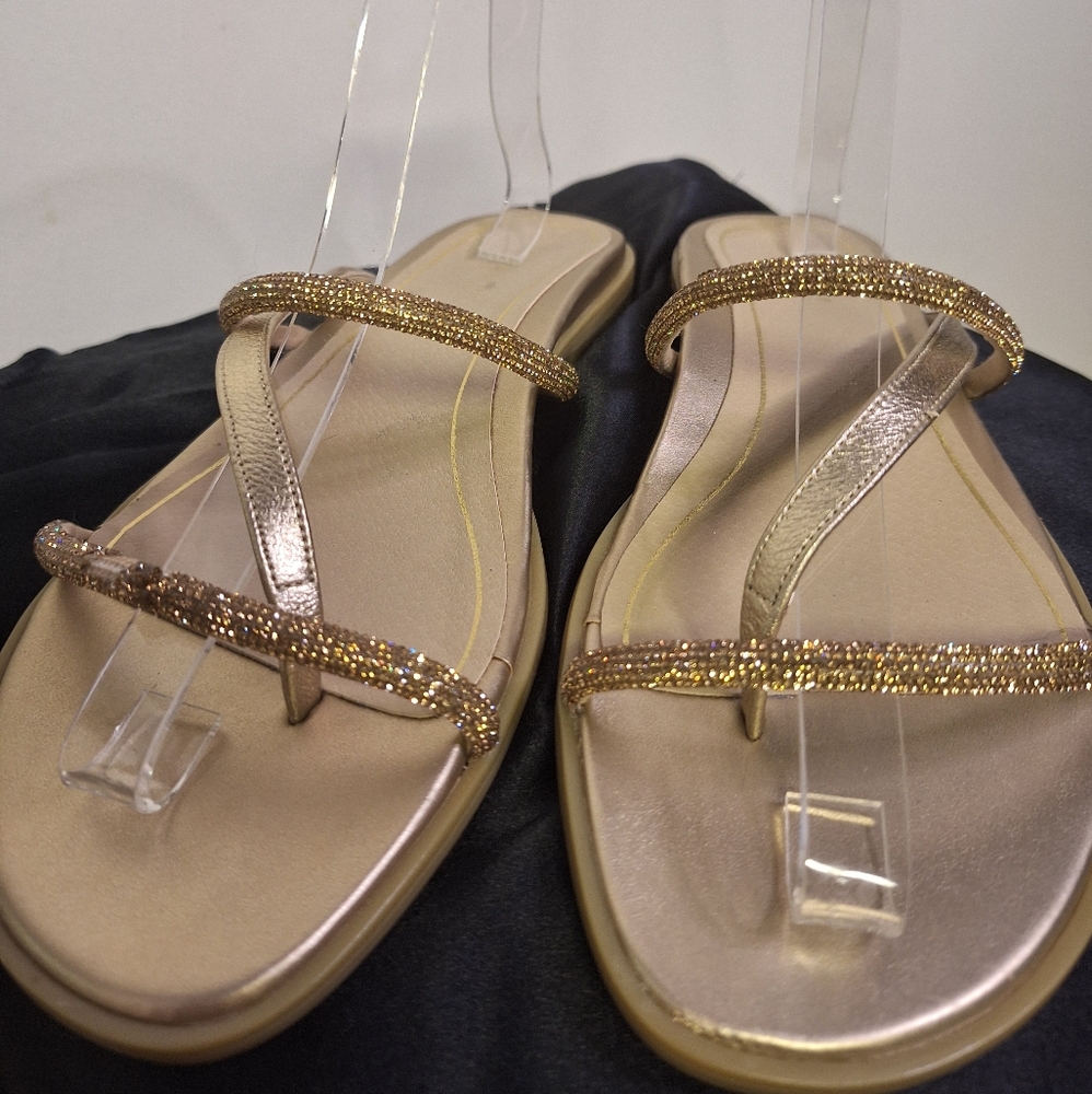 Vionic Gold Glitter Strappy Sandals